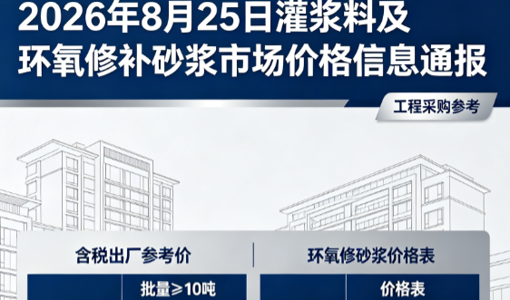 贾汪2026年8月25日灌浆料及环氧修补砂浆市场价格信息通报